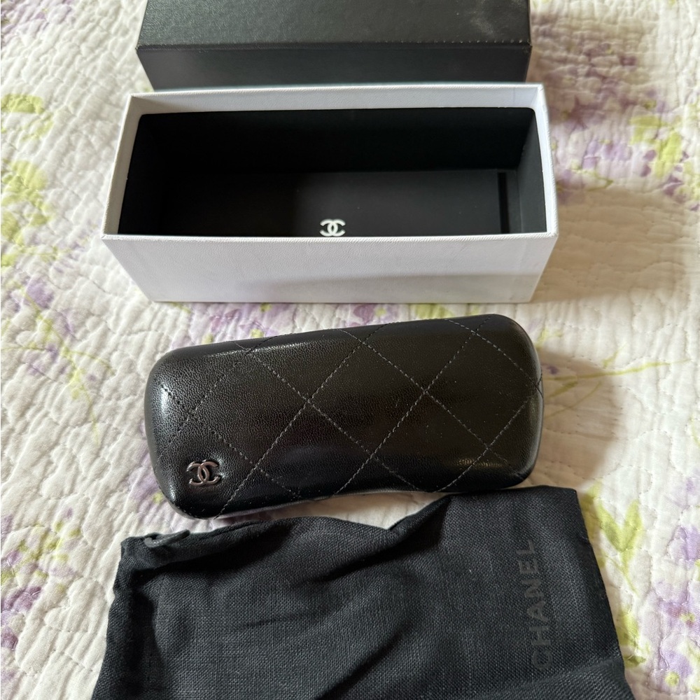 CHANEL Black Quilted Eyewear Case